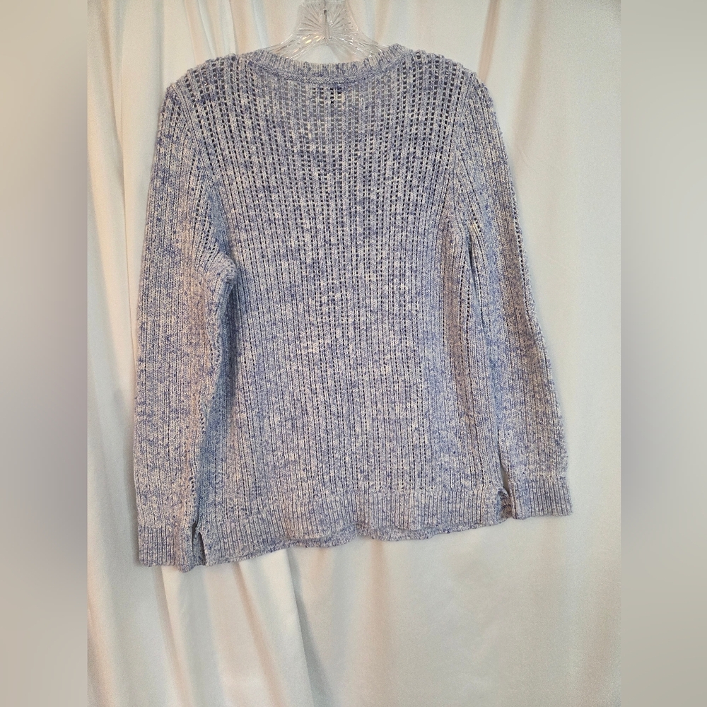 Talbots Heathered Blue Crew Neck Loose Knit Sweater Size L - Picture 4 of 8